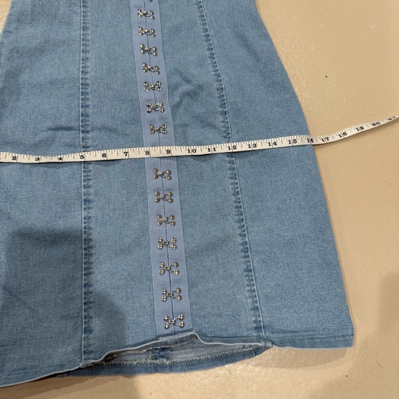 SHEIN Light Blue Denim corset mini skirt size S stretchy NWOT going out party - Picture 10 of 10